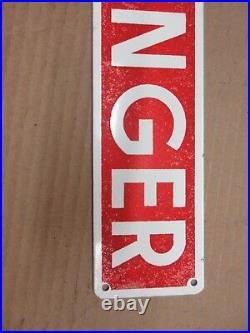 RARE NOS Vintage Danger Sign Metal Glass Smaltz Paint Industrial Tabaco paper