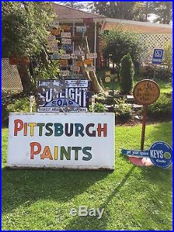 Rare Vintage Pittsburgh Paints Rainbow Double Sided Sign With Hanger Brackets