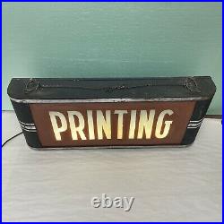 RARE VTG ORIGINAL ART DECO LIGHTED SIGN CAN with REVERSE PAINTED GLASS PRINTING