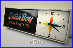 RARE Vintage 1960s DUTCH BOY PAINTS Animated Lighted MOTION SIGN & Clock AWESOME