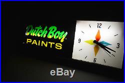 RARE Vintage 1960s DUTCH BOY PAINTS Animated Lighted MOTION SIGN & Clock AWESOME