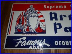 RARE Vintage NOS Original Armor Paints Metal Advertising Sign w Knight Graphic