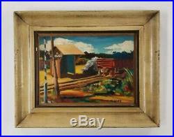 RE Smith Chicago Vintage 1940's WPA Era Old Railroad Train Station Oil Painting