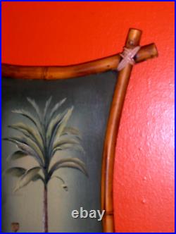 ROYAL ORIGINAL Single Palm Tree Signed E. Connors Oil on Wood Painting VINTAGE