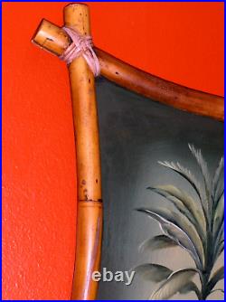 ROYAL ORIGINAL Single Palm Tree Signed E. Connors Oil on Wood Painting VINTAGE