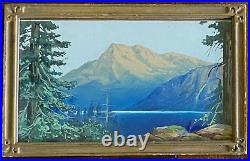 RUDOLPH SCHMIDT Vintage Original Signed Watercolor Mountain Lake Landscape CA