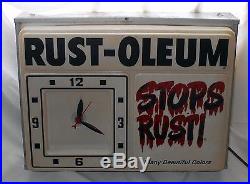 RUST-OLEUM Vtg Advertising Sign Light Clock NICE Store Paint Graffiti Display NR