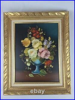 R. Rosini Vintage Still Life Floral Framed Oil Painting Beautiful! Signed Framed
