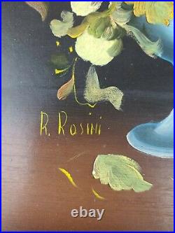 R. Rosini Vintage Still Life Floral Framed Oil Painting Beautiful! Signed Framed