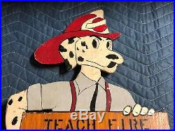 RaRe Vintage Original SPARKY FIRE DOG Mascot Department DOUBLE SIDED Painted OLD