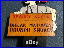 RaRe Vintage Original SPARKY FIRE DOG Mascot Department DOUBLE SIDED Painted OLD