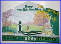 Rare Hand Painted Art Advertising Pond's Creams Signed Conradt Reverse Art Deco