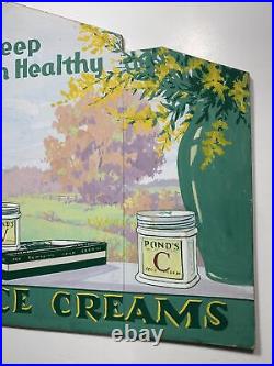 Rare Hand Painted Art Advertising Pond's Creams Signed Conradt Reverse Art Deco