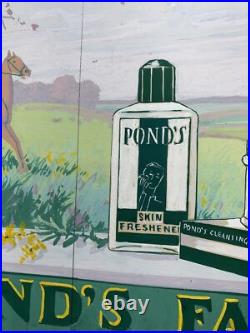Rare Hand Painted Art Advertising Pond's Creams Signed Conradt Reverse Art Deco