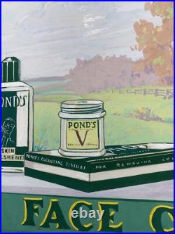Rare Hand Painted Art Advertising Pond's Creams Signed Conradt Reverse Art Deco