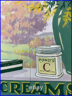 Rare Hand Painted Art Advertising Pond's Creams Signed Conradt Reverse Art Deco