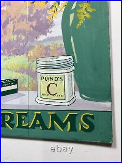 Rare Hand Painted Art Advertising Pond's Creams Signed Conradt Reverse Art Deco