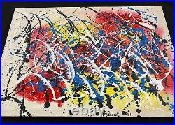 Rare Jackson Pollock Oil Painting Large on Canvas Signed vintage