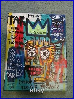 Rare Jean Michel Basquiat Original Vintage Painting 14 x 11 Original Basquiat