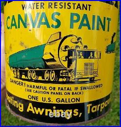 Rare NOS Vintage Canvak Paint Can Gas Oil Advertising Tin Sign Buckeye Fabric Co