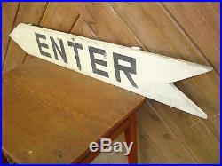 Rare Old Paint Original Early Enter Wood Arrow Sign Vintage Antique Folk Art