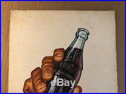Rare Original Signed Vintage Coke Advertising Illustration Art Painting 1940s