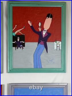 Rare Signed Appel 1995 Original Jazz Band Paintings-Set of 4-Abstract Music Art