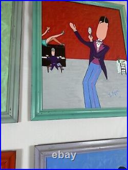 Rare Signed Appel 1995 Original Jazz Band Paintings-Set of 4-Abstract Music Art