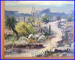 Rare, Signed Palencia Vintage Oil Painting Plein Air or Desert Landscape Framed