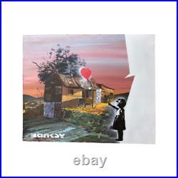 Rare Vintage Banksy Girl With Balloon Graffiti Street Art Canvas Painting 2015