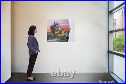 Rare Vintage Banksy Girl With Balloon Graffiti Street Art Canvas Painting 2015