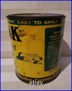 Rare Vintage Canvak Paint Can Gas Oil Advertising Tin Sign Buckeye Fabric Co