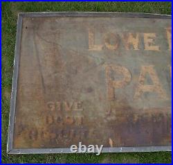 Rare Vintage EARLY TIN LOWES BROTHERS PAINT ADVERTISING SIGN w WOOD FRAME