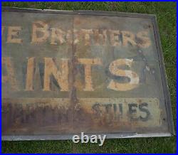 Rare Vintage EARLY TIN LOWES BROTHERS PAINT ADVERTISING SIGN w WOOD FRAME