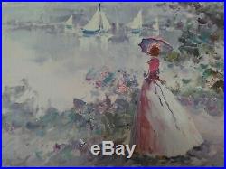 Rare Vintage Henri Du Bois (1837-1909) Impressionist oil painting 19th Century