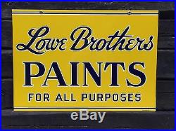 Rare Vintage LOWE BROTHERS PAINTS 2 Sided Porcelain Sign Mint! LOOK