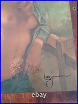 Rare Vintage Leo Jansen Nude Portrait Female Woman Art Painting 18x24 Signed