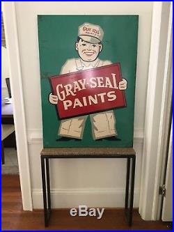 Rare Vintage Original Gray-Seal Paints Sign, 1950s