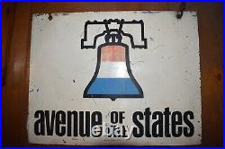 Rare Vintage Painted Metal Sign Chester PA 14 x 11 Philadelphia Liberty Bell