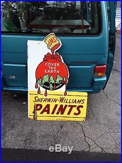 Rare Vintage Sherwin-Williams Paint SWP Porcelain Advertising Flange Sign
