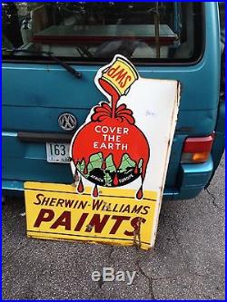 Rare Vintage Sherwin-Williams Paint SWP Porcelain Advertising Flange Sign