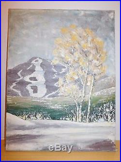 Rare Vtg 1962 W. R. Jaycox Spruce Peak Stowe VT Ski Mt Signed Canvas Oil Painting