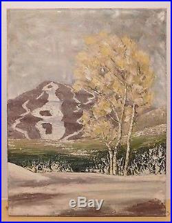 Rare Vtg 1962 W. R. Jaycox Spruce Peak Stowe VT Ski Mt Signed Canvas Oil Painting