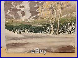 Rare Vtg 1962 W. R. Jaycox Spruce Peak Stowe VT Ski Mt Signed Canvas Oil Painting