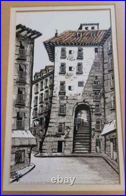 Rare Vtg 1984 Original Gouache Arco De Cuchillero Painting Martin Hidalgo Signed
