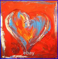 Red ON Heart? ORIGINAL OIL? PAINTING? VINTAGE? IMPRESSIONIST? SIGNED ABSTRACT