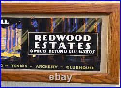 Redwood Estates, Los Gatos, Original Vintage Painting For Advertising Sign 1920s