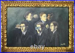 René Magritte (Handmade) Oil On Canvas Signed & Stamped Framed painting, Vtg Art