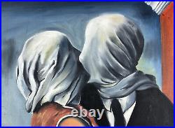 René Magritte (Handmade) Oil Painting on canvas signed and stamped VTG ART