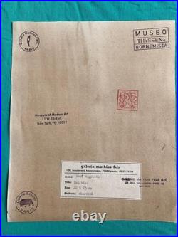 René Magritte drawing and painting on old paper signed stamped vintage